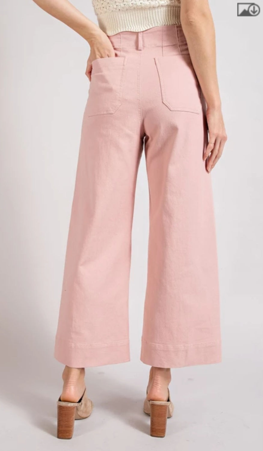 DUSTY PINK WIDE LEG CROP