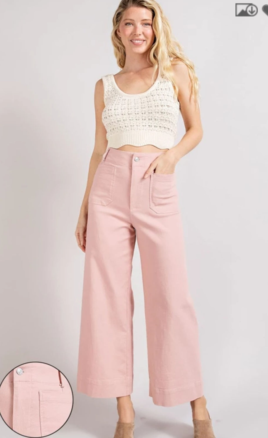 DUSTY PINK WIDE LEG CROP