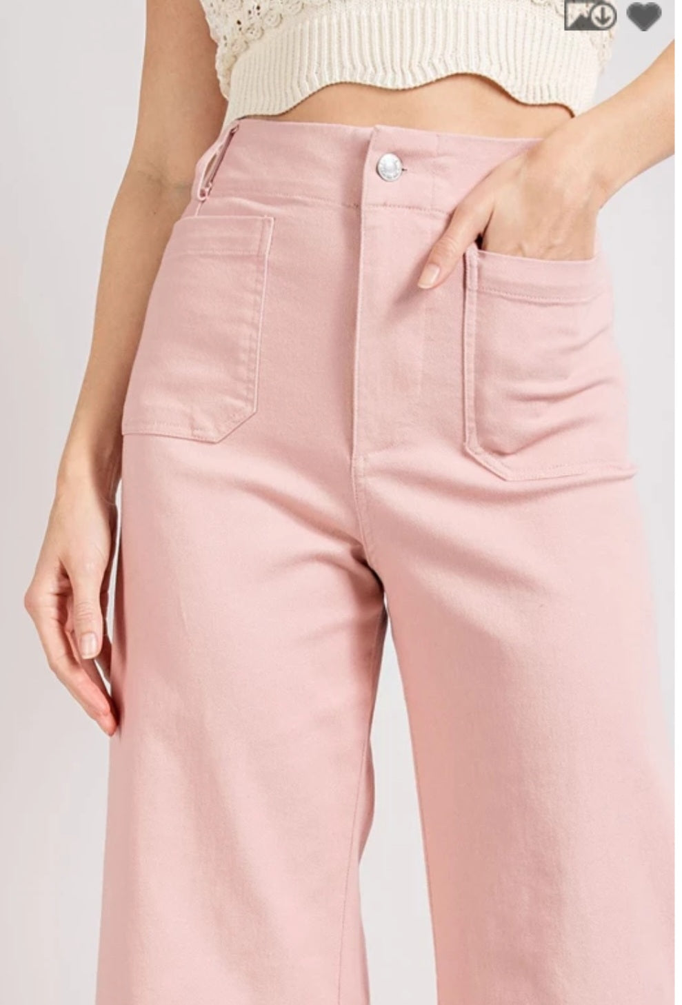 DUSTY PINK WIDE LEG CROP