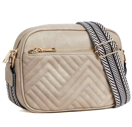 QUILTED CROSSBODY  TAN