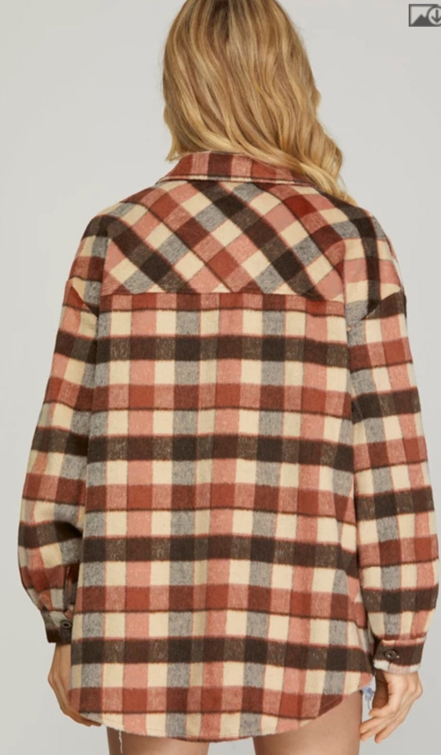 CINNAMON PLAID SHACKET