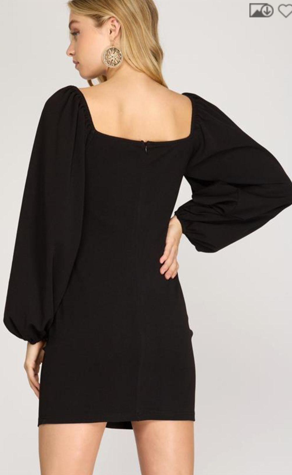 BLACK CINCHED MINI DRESS