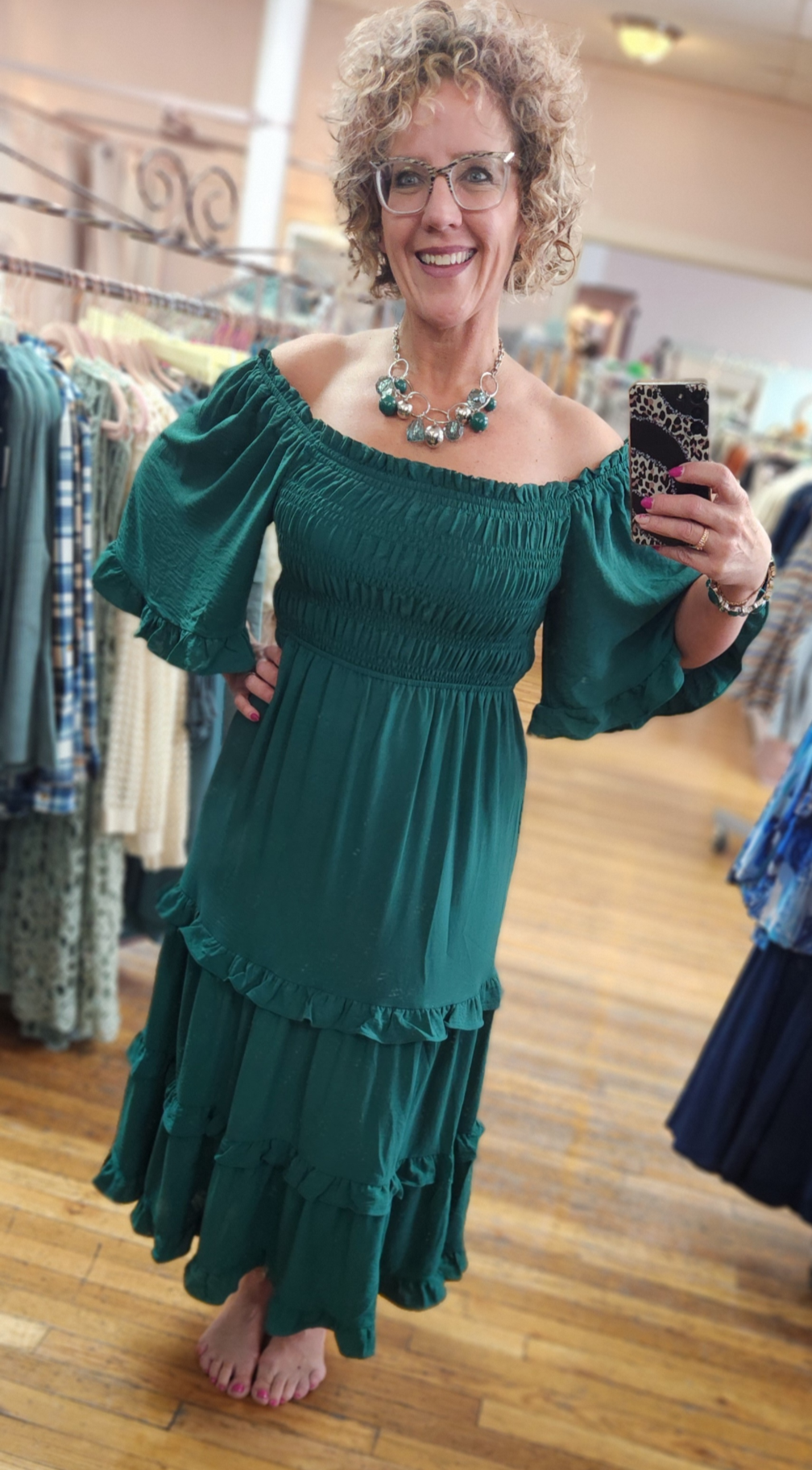 EMERALD BELL MIDI DRESS