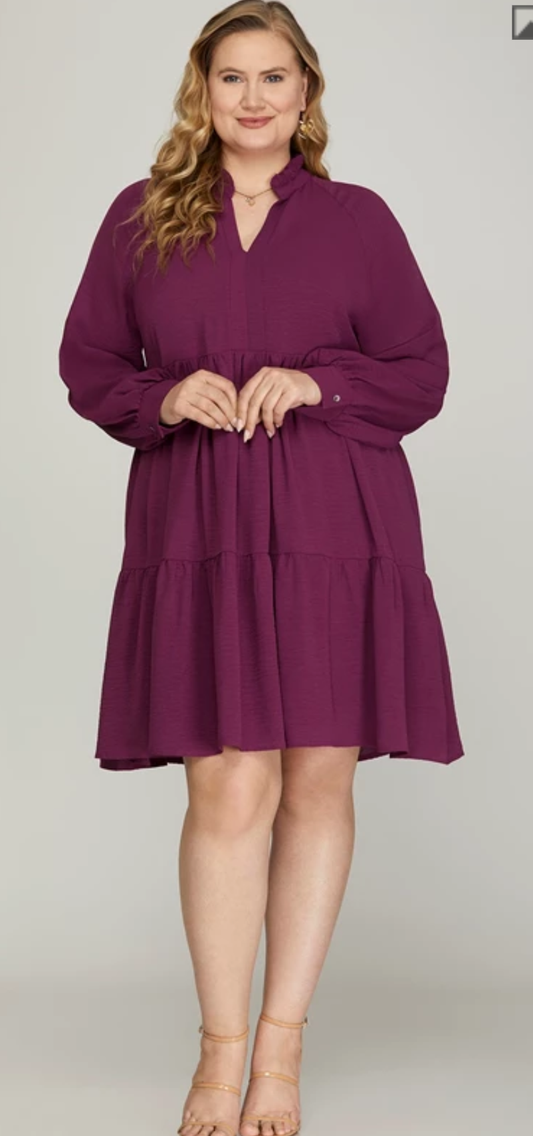 PLUS PLUM MIDI DRESS