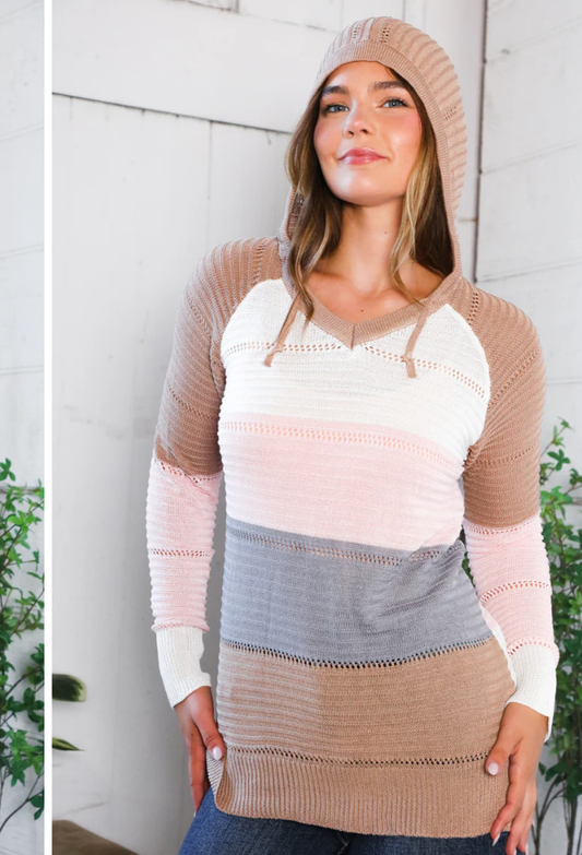 MOCHA STRIPE HOODIE