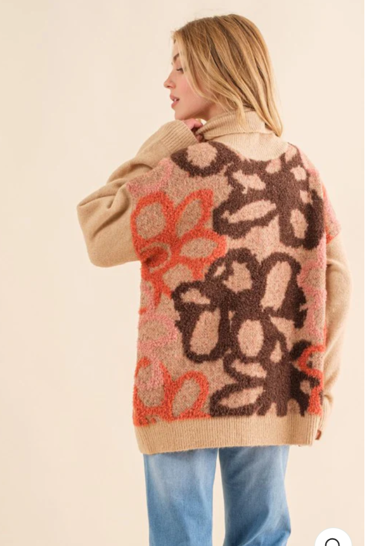 TAUPE FLORAL SWEATER