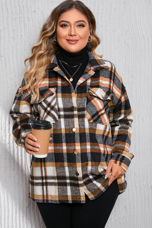 BLUE/ORANGE PLAID SHACKET