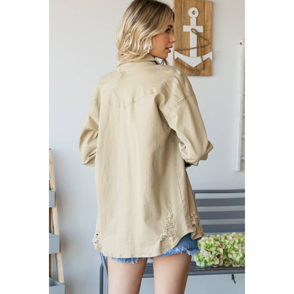 TAUPE DISTRESSED SHACKET