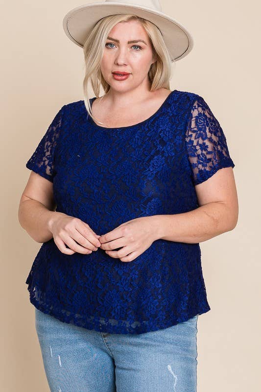 PLUS ROYAL LACE SHORT SLEEVE