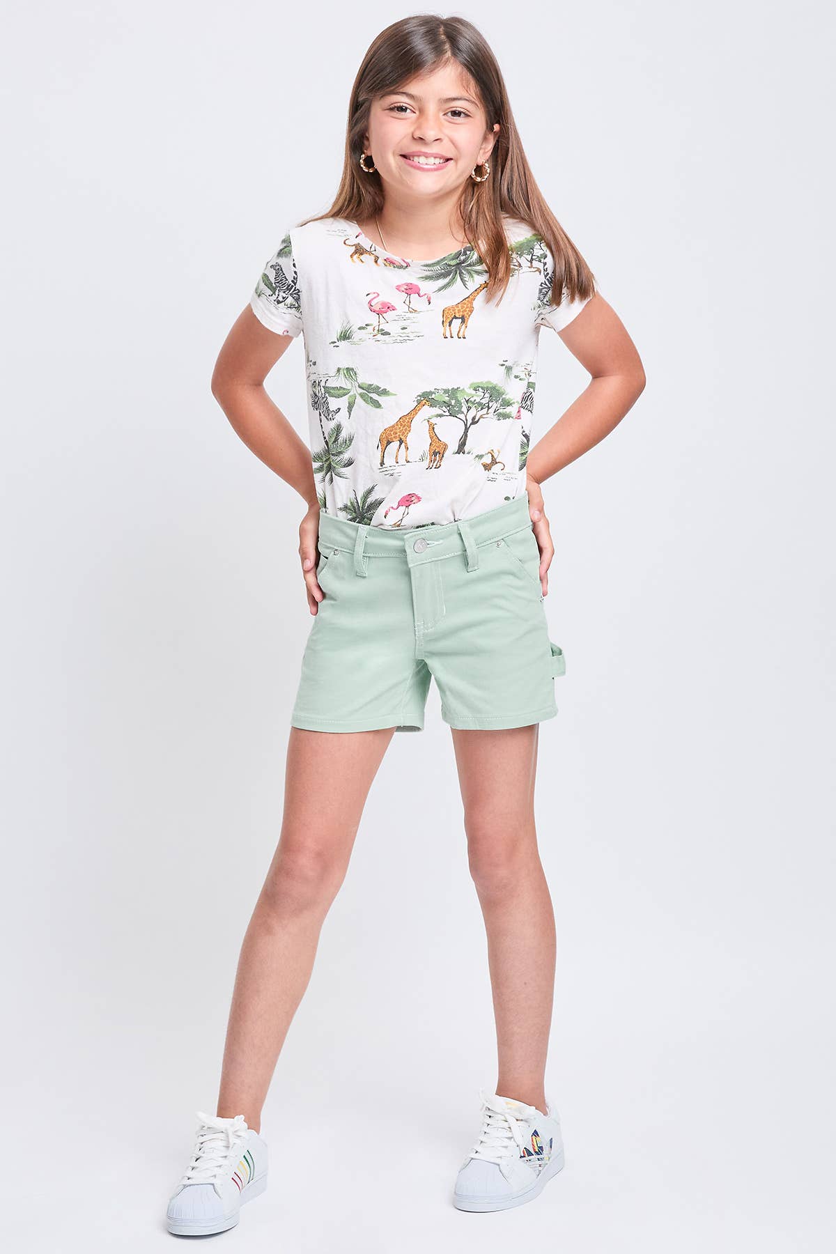 TWEEN GIRLS CONTRAST STITCH CARPENTER SHORTS (7-14)