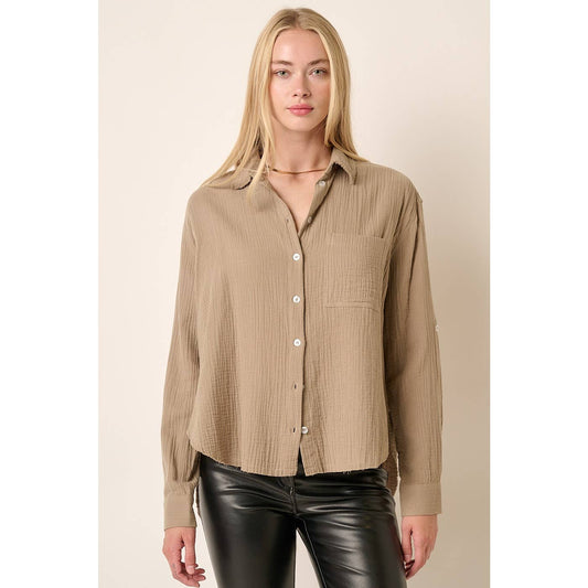 SABLE GAUZE BUTTON DOWN