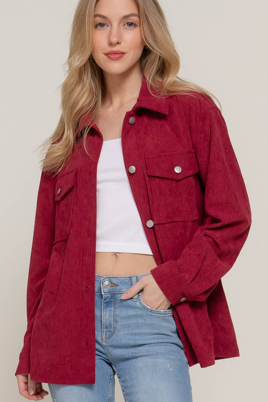 BURGANDY CORDUROY SHACKET