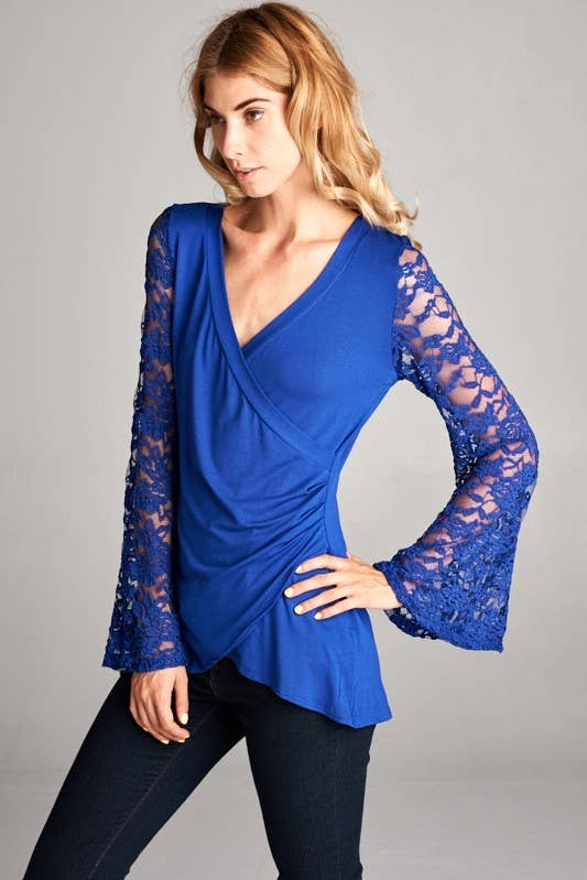 Lace Bell Sleeves Tunic Top