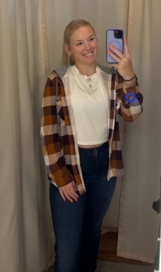 PLUM AND COPPER PLAID FLANNEL