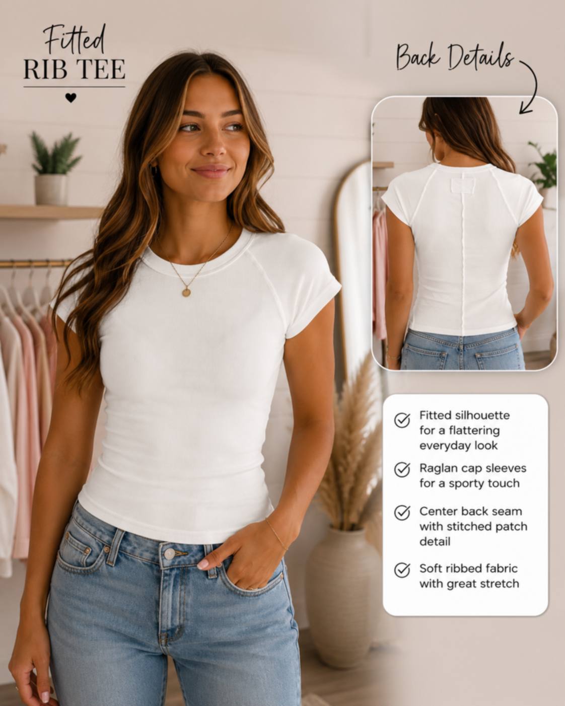 IVORY SUTTON RIB TEE