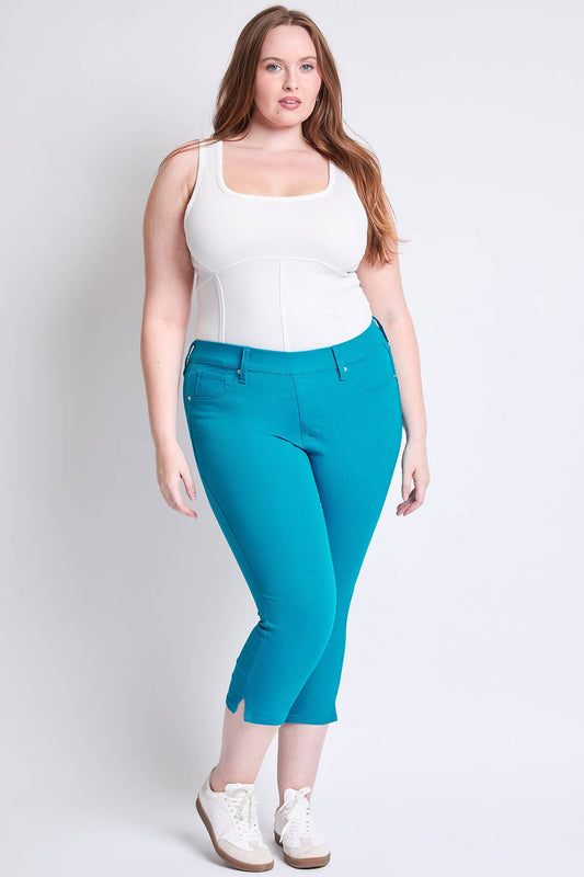 PLUS HYPERSTRETCH PULL ON CAPRI WITH SIDE SLIT / BLUE DIAMOND