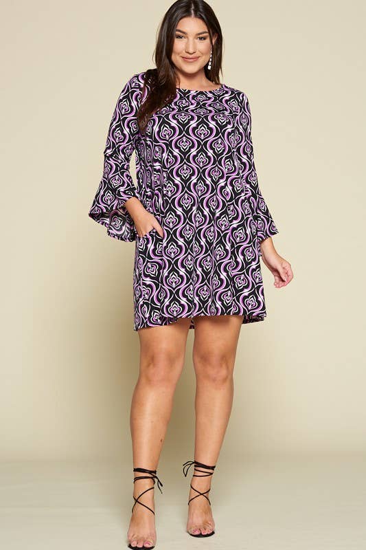 PLUS BLACK/PURPLE BELL DRESS