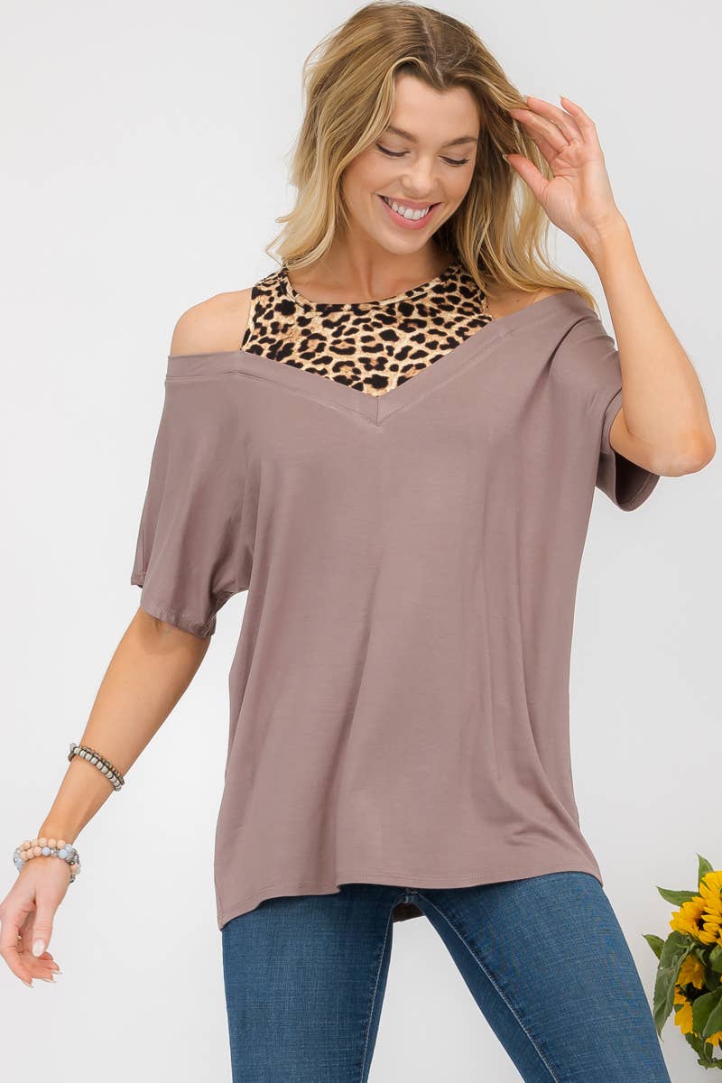 MOCHA LEOPARD COLD SHOULDER