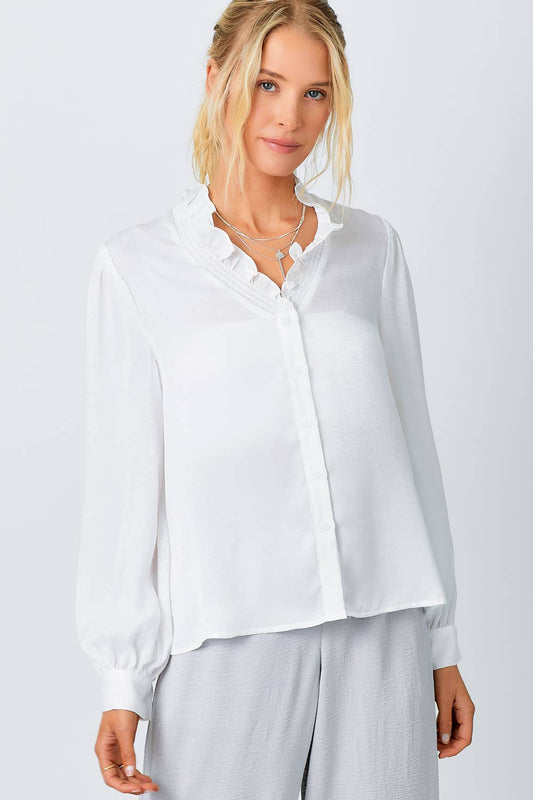 WHITE RUFFLED COLLAR BLOUSE