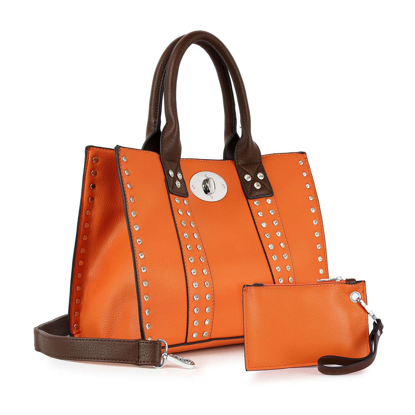 ORANGE TWIST LOCK HANDBAG