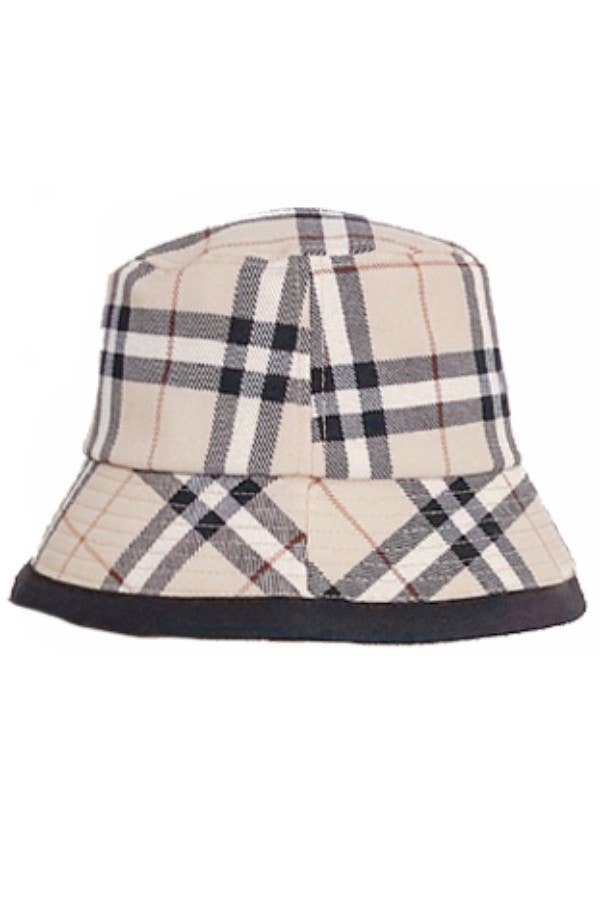 BEIGE PLAID BUCKET HAT