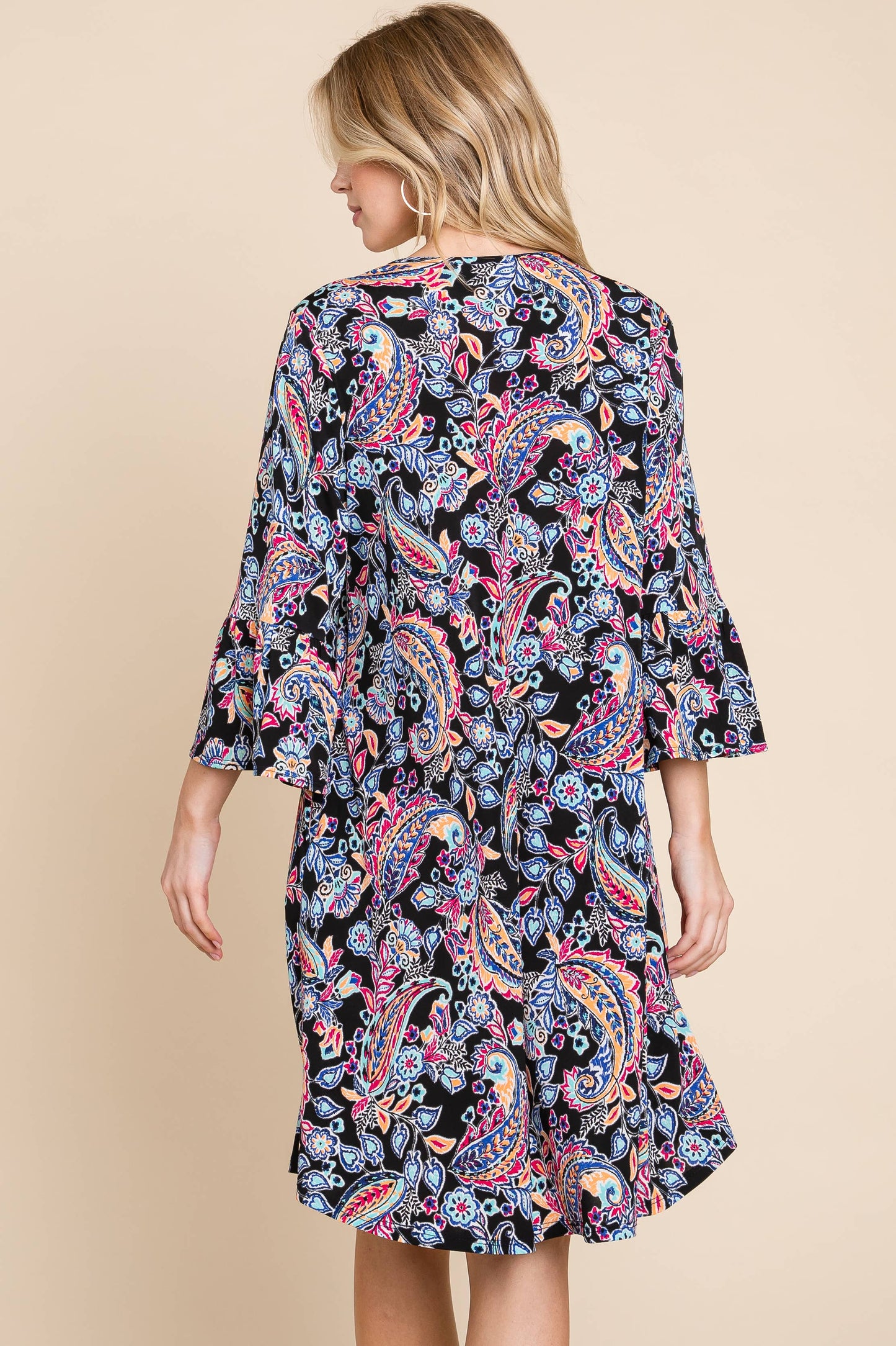 PLUS NAVY PAISLEY DRESS