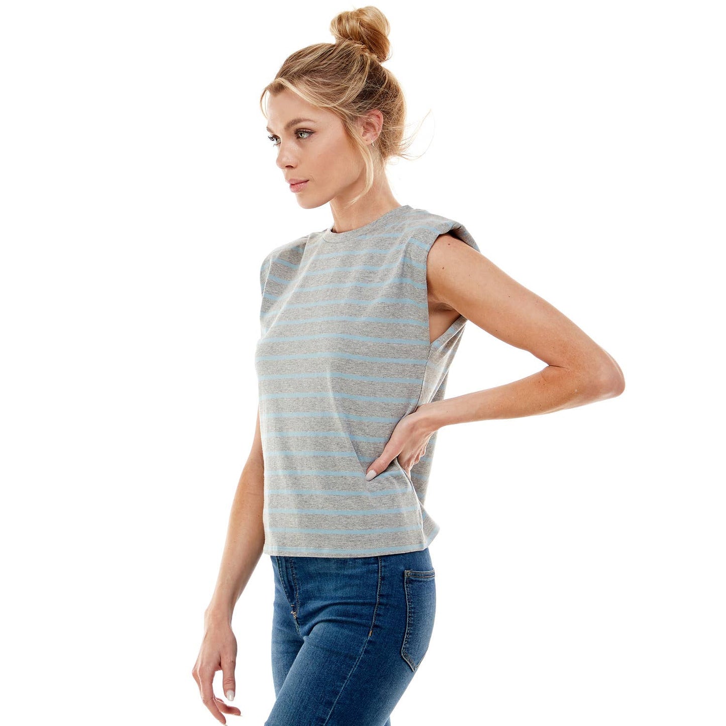 COASTAL CHICK STRIPE SLEEVELESS TANK