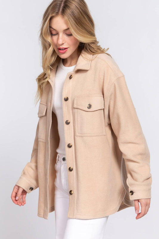 TAN FLEECE SHACKET