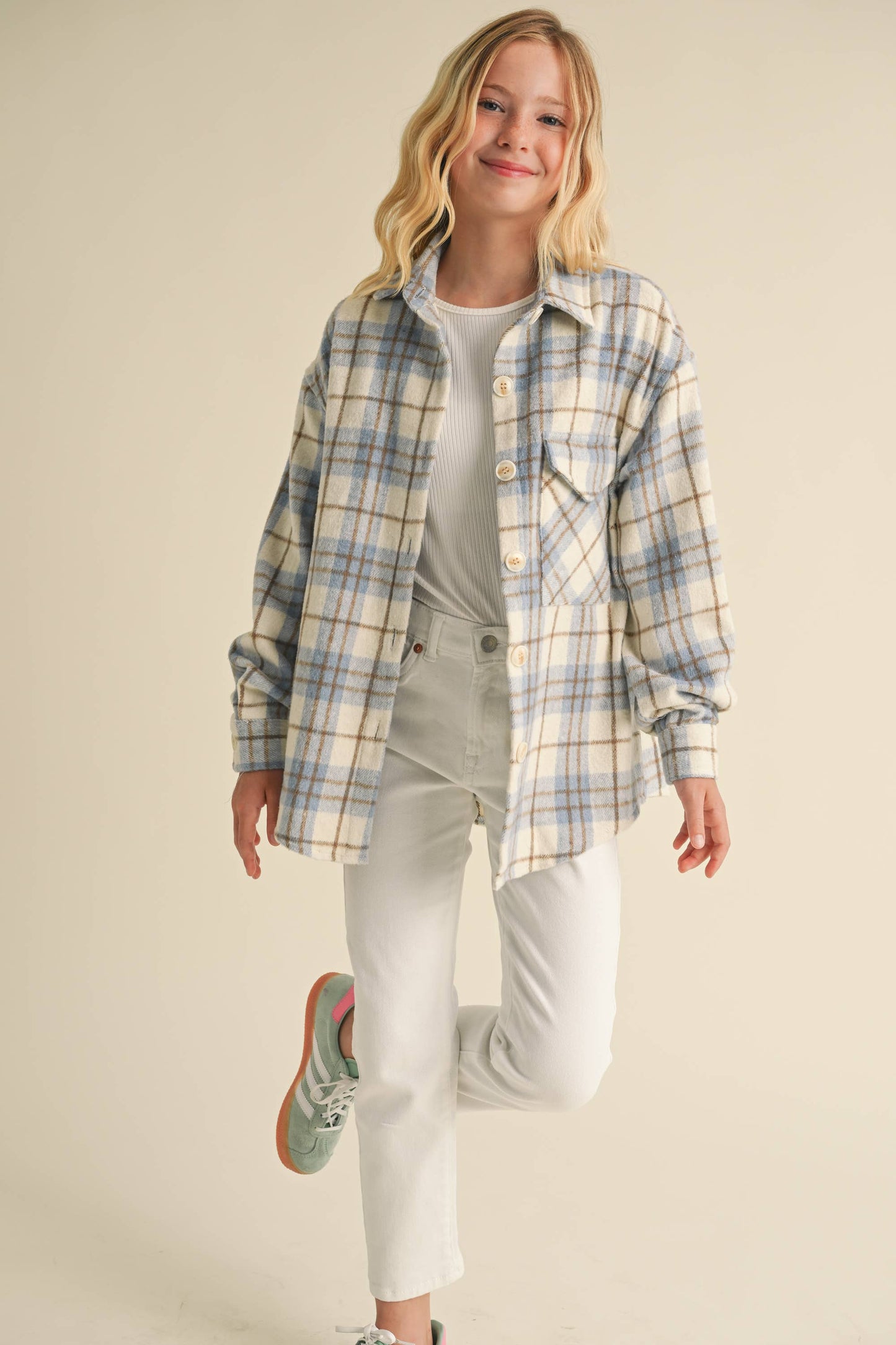 BLUE/IVORY PLAID