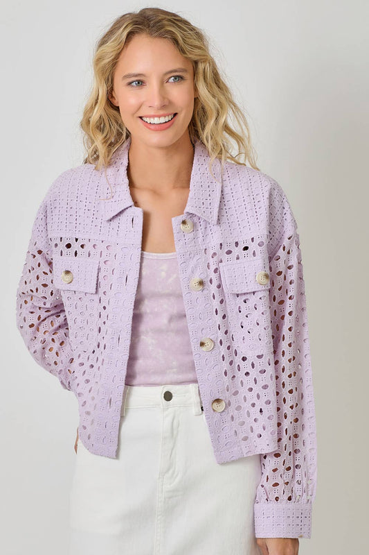 LAVENDER MIXED EYELET JACKET