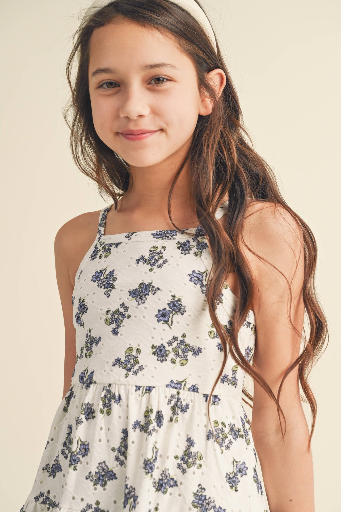 TWEEN KIDS GIRLS FLOWER TIERED DRESS (7-12)