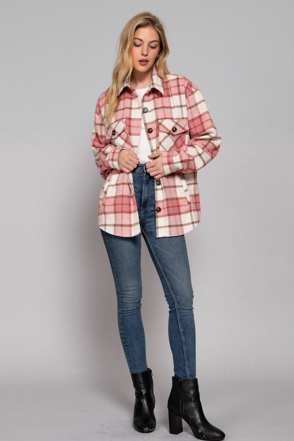 PINK PLAID SHACKET