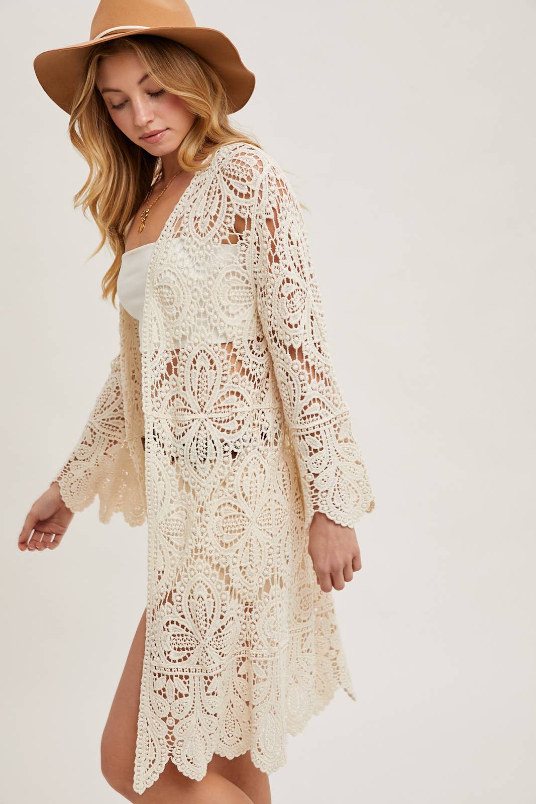 NATURAL CROCHET CARDIGAN