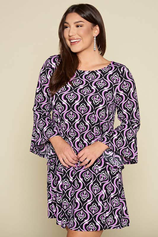 PLUS BLACK/PURPLE BELL DRESS