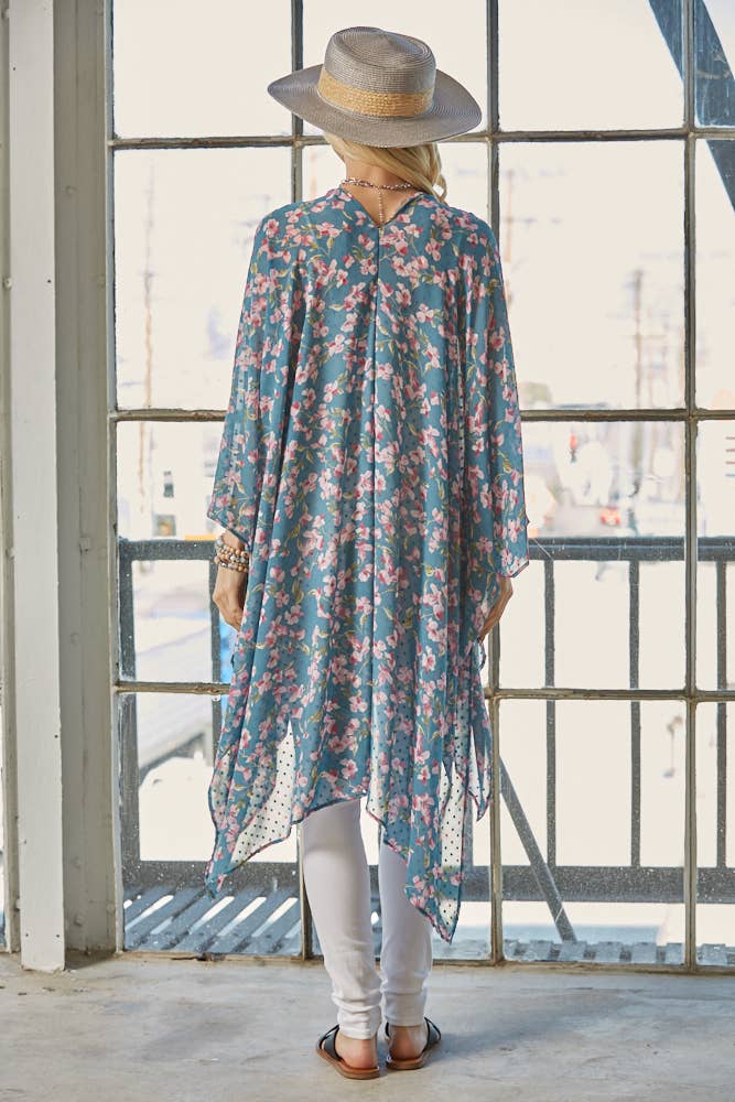 Plus Chiffon Floral Kimono