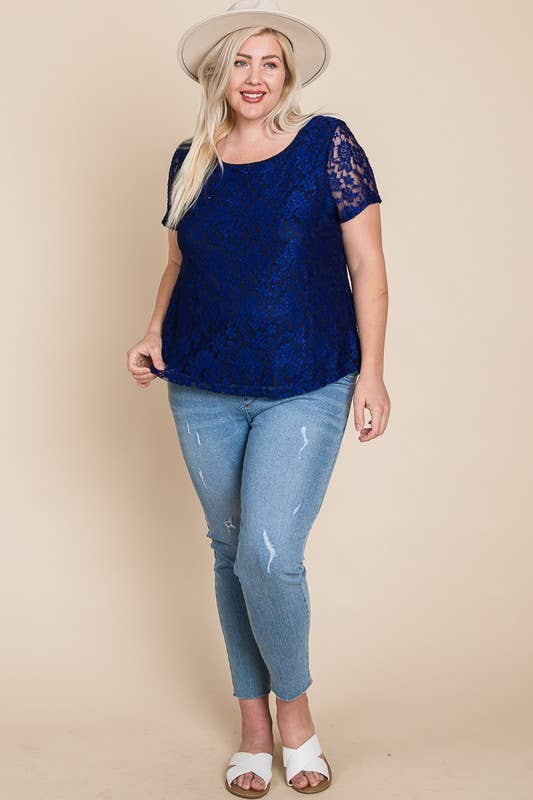 PLUS ROYAL LACE SHORT SLEEVE