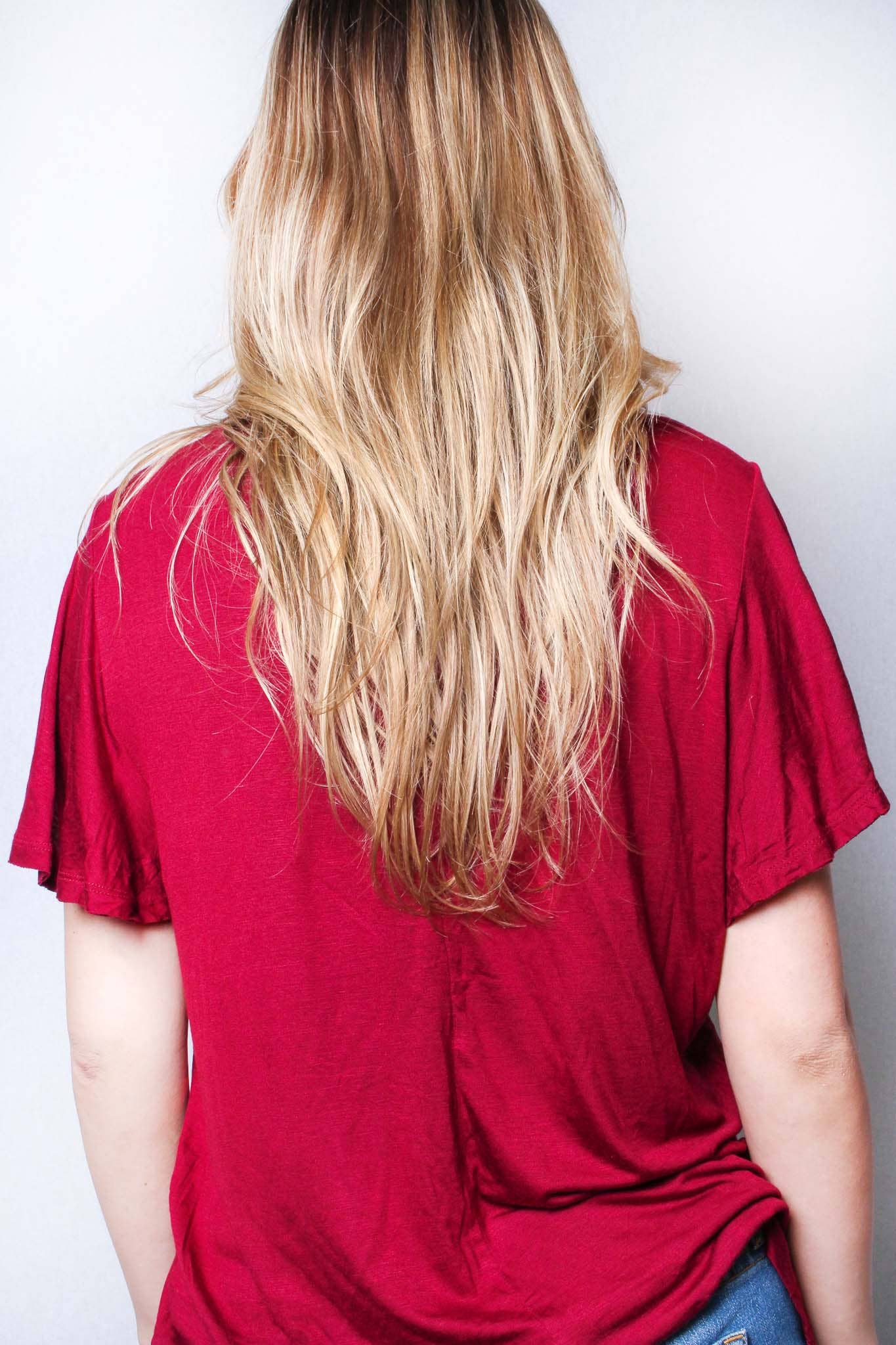 BURGANDY RUFFLE SLEEVE