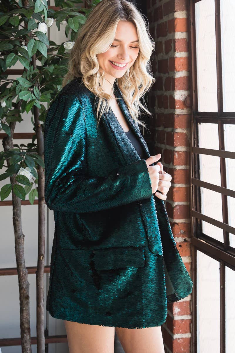 EMERALD SEQUIN BLAZER