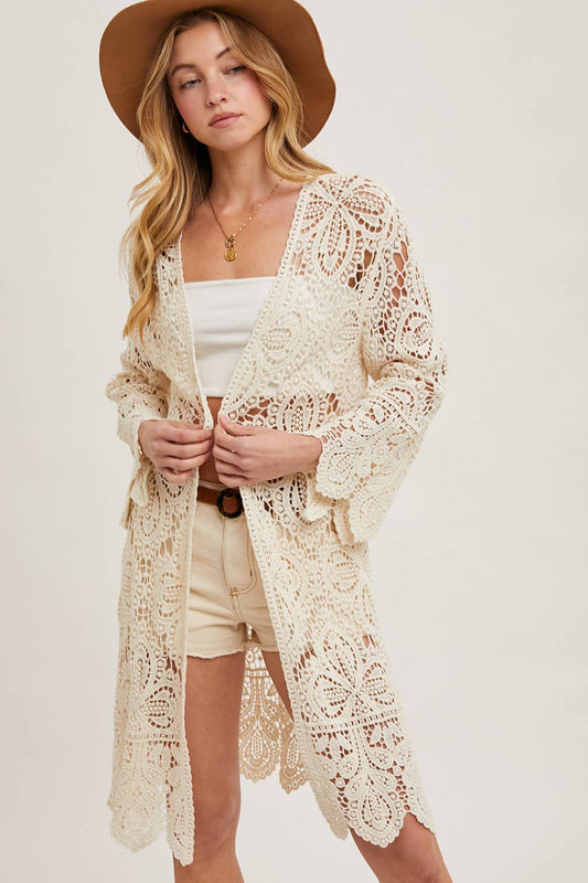NATURAL CROCHET CARDIGAN