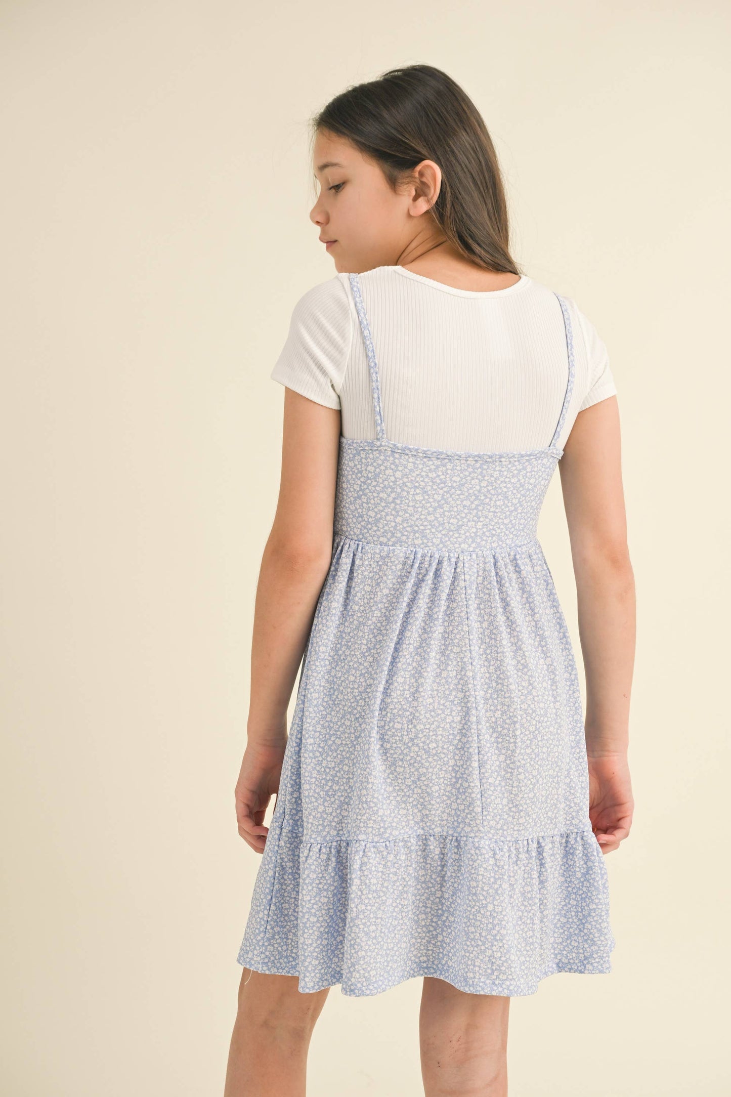 TWEEN KIDS GIRLS CINCHED FLOUNCE DRESS
