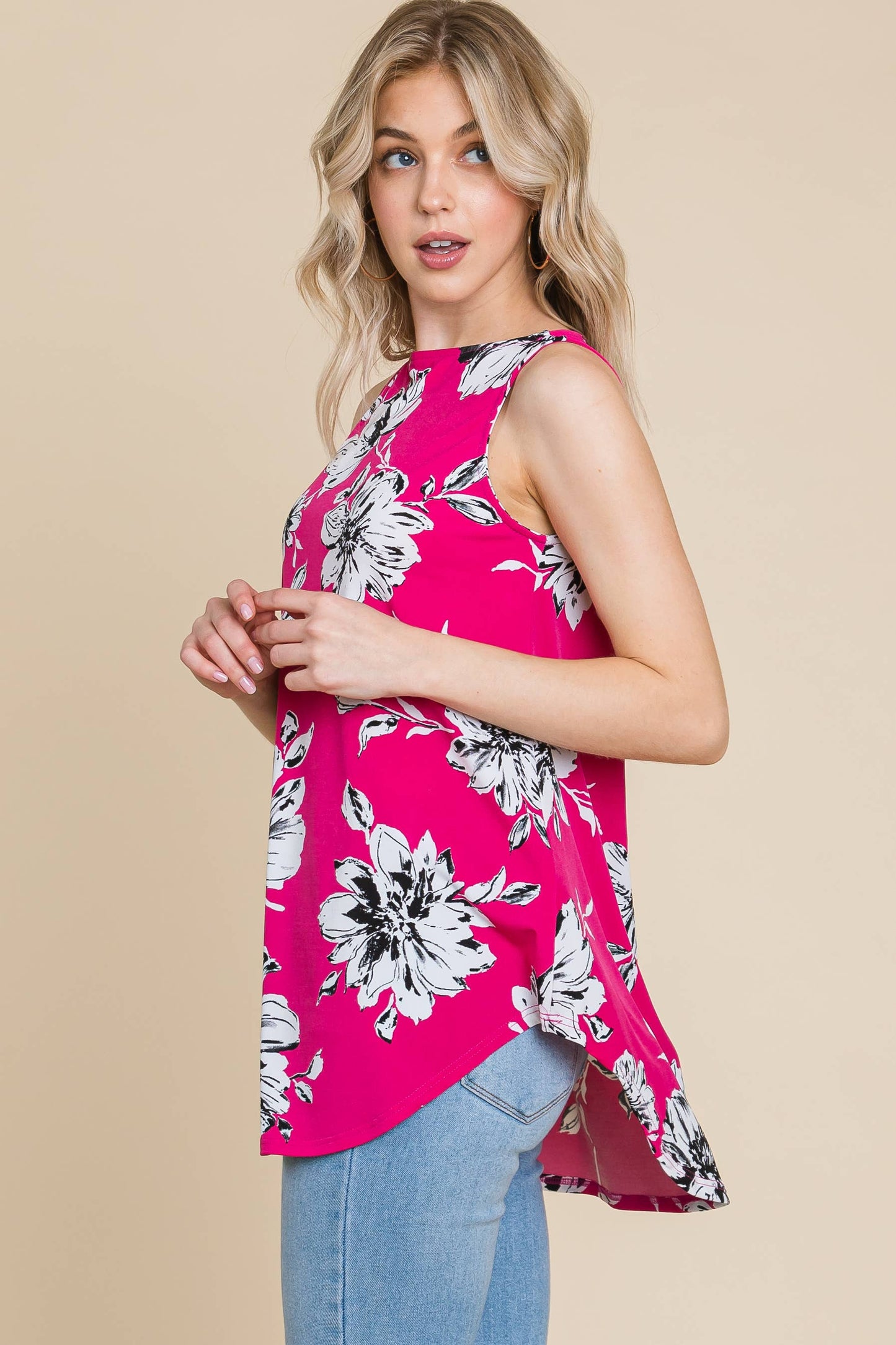 FUCHSIA FLORAL TANK