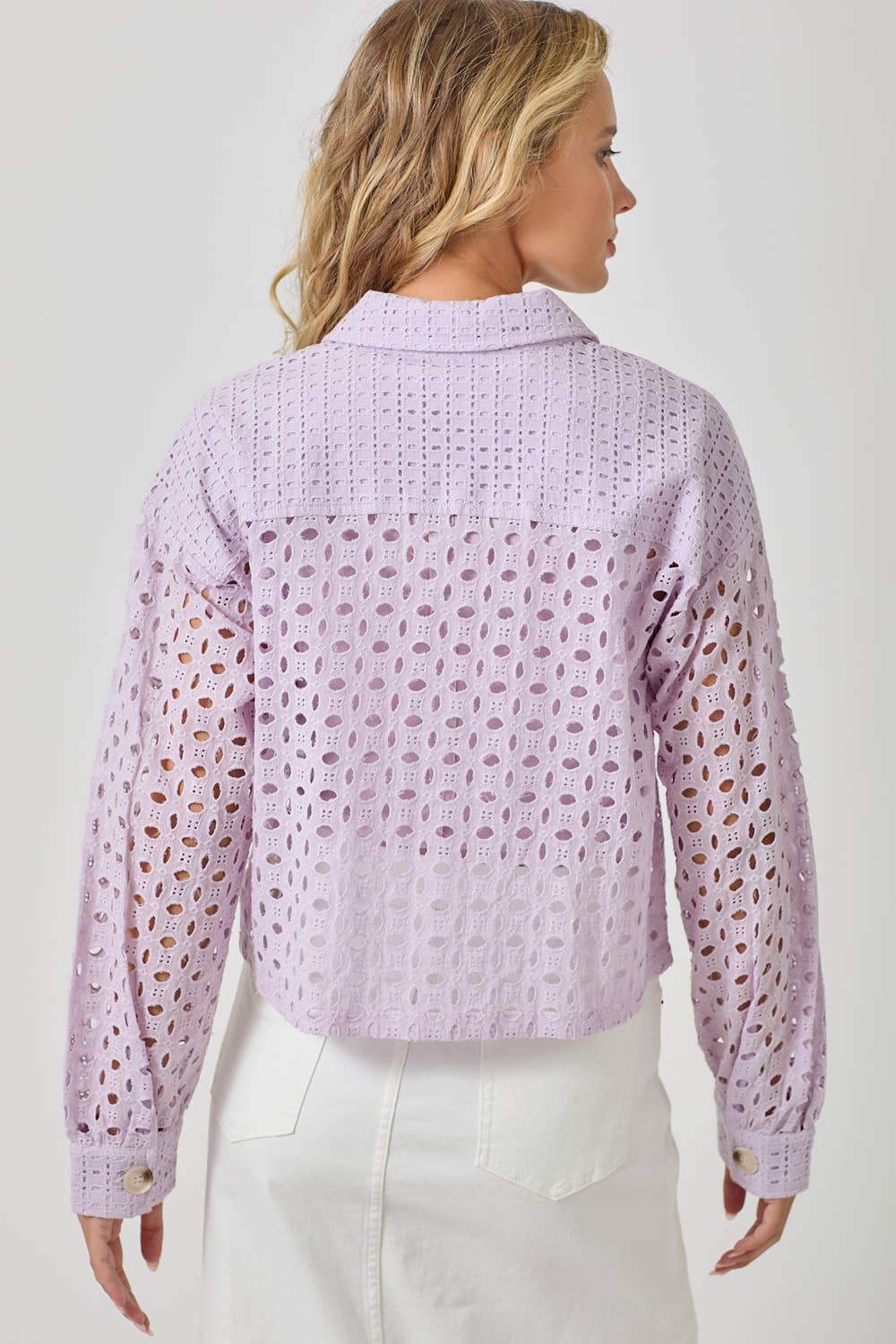 LAVENDER MIXED EYELET JACKET