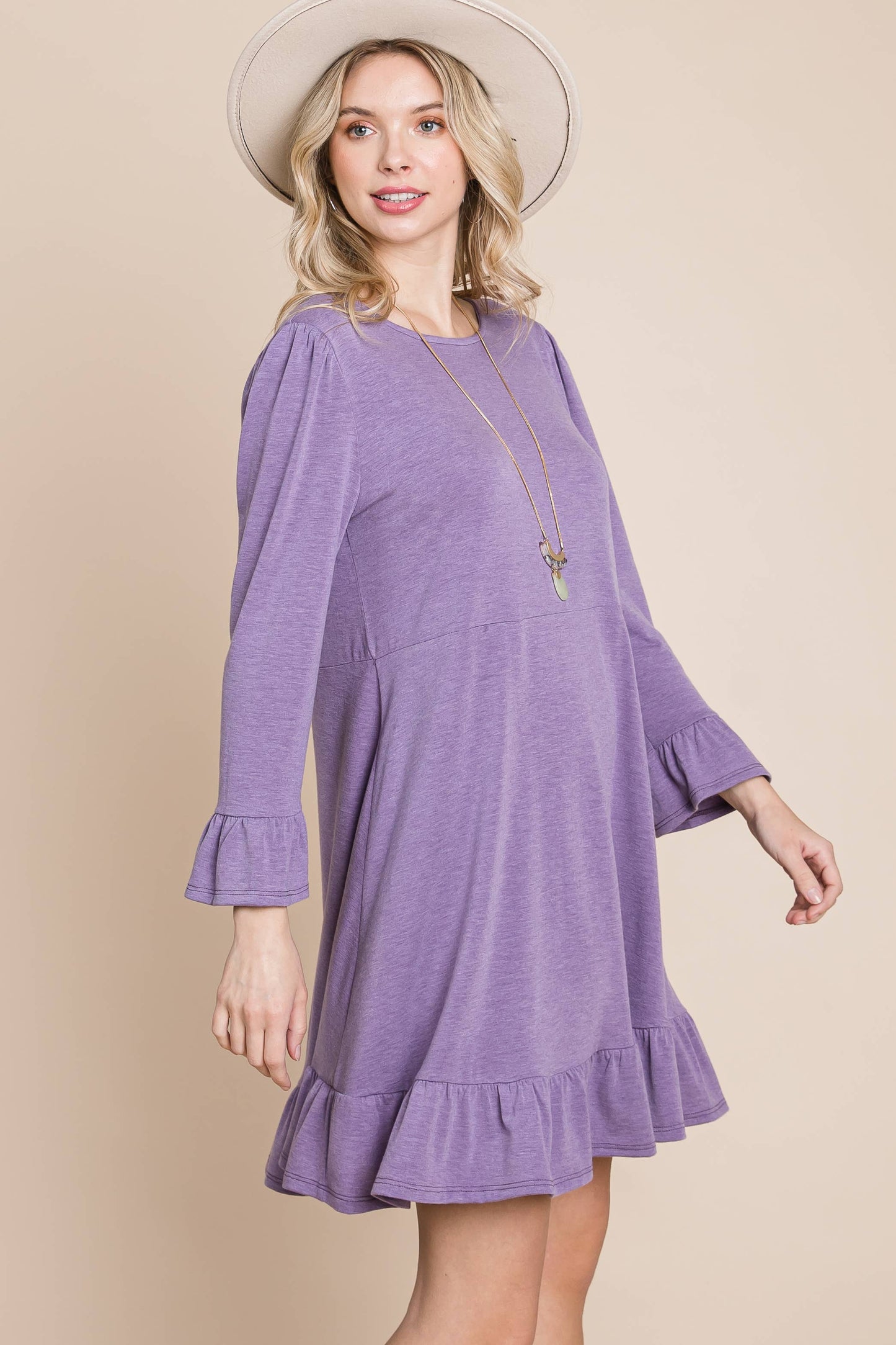 Plus Ruffle Hem Dress Lilac