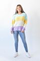 PLUS CREWNECK KNIT LONG SLEEVE SWEATER LILAC AND YELLOW