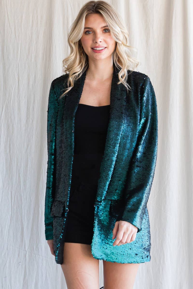 EMERALD SEQUIN BLAZER