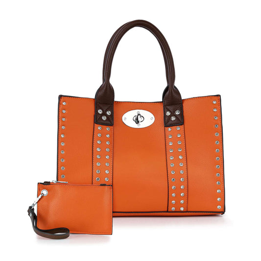 ORANGE TWIST LOCK HANDBAG