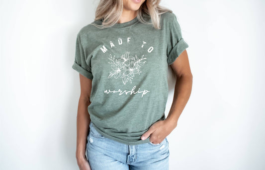 OLIVE MADE TO WORSHIP TEE