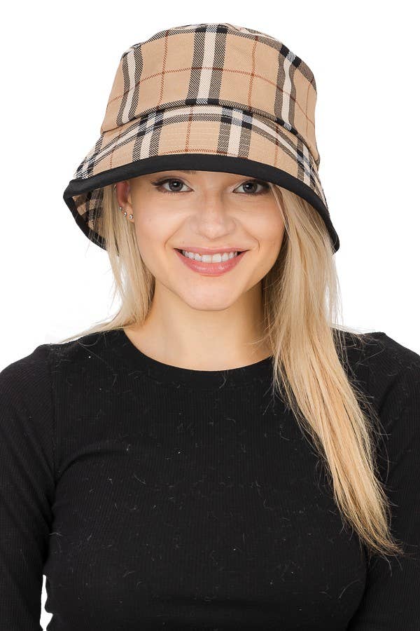 TAN PLAID BUCKET HAT