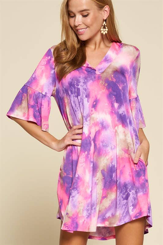 Lovely Venezia Purple Tie Dye  Dress