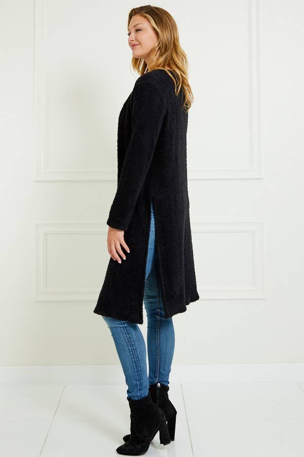 BLACK FUZZY  CARDIGAN